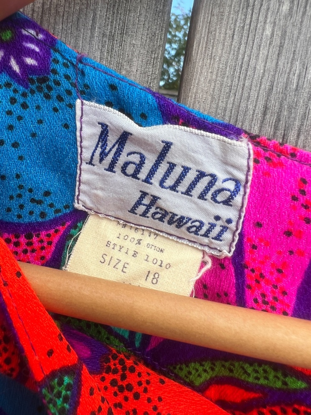 Vintage Hawaiian Dress Caftan Size 18 42" Bust Retro Luau Cotton MuuMuu Maxi - Picture 14 of 16